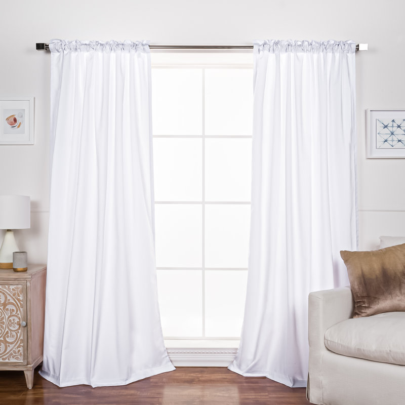 Rideau en mélange de coton Desma, L 52 po x L 84 po, Blanc