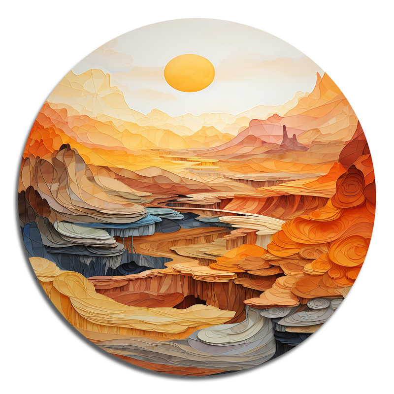 Kershner - Paysages d'art rond en métal, H 16 po x l 16 po