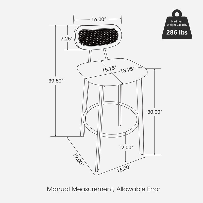Tabouret de bar pivotant 30 po noir avec dossier en noyer synthétique
