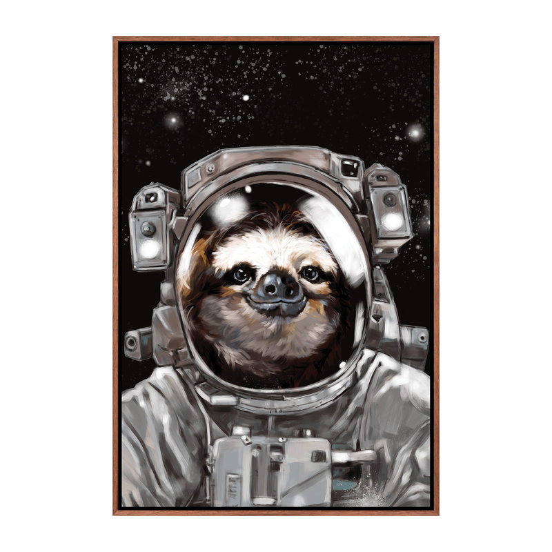« astronaute sloth selfie », art, Toile avec cadre en bois classique, H 26 po x l 18 po x P 1,5 po
