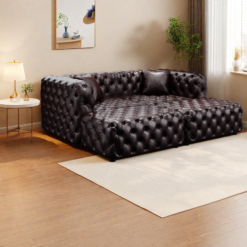 Compression Modular Sectionals, Faux Leather Modern Sofa for Home