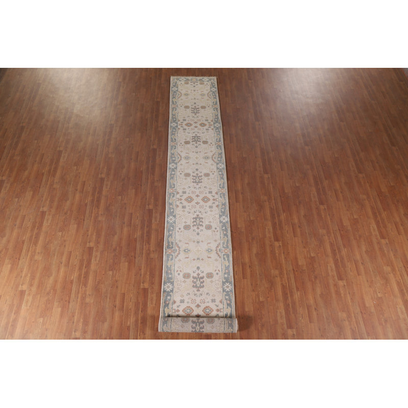 Tapis de couloir oriental floral Oushak 3 x 16
