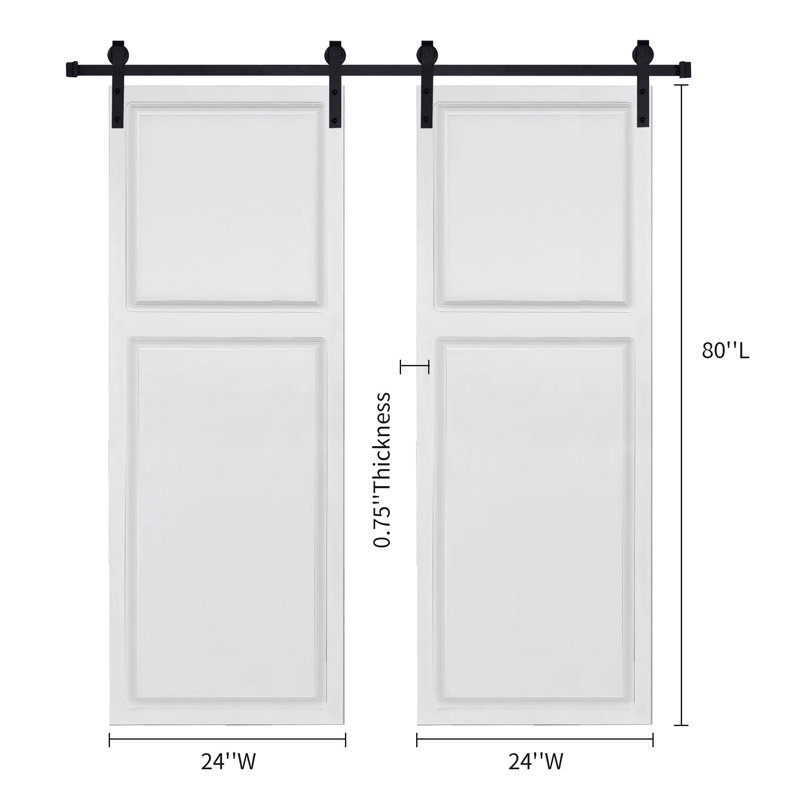 Double porte à 2 panneaux de style maison de campagne en panneau de fibres à densité moyenne de 48 po x 80 po d'épaisseur