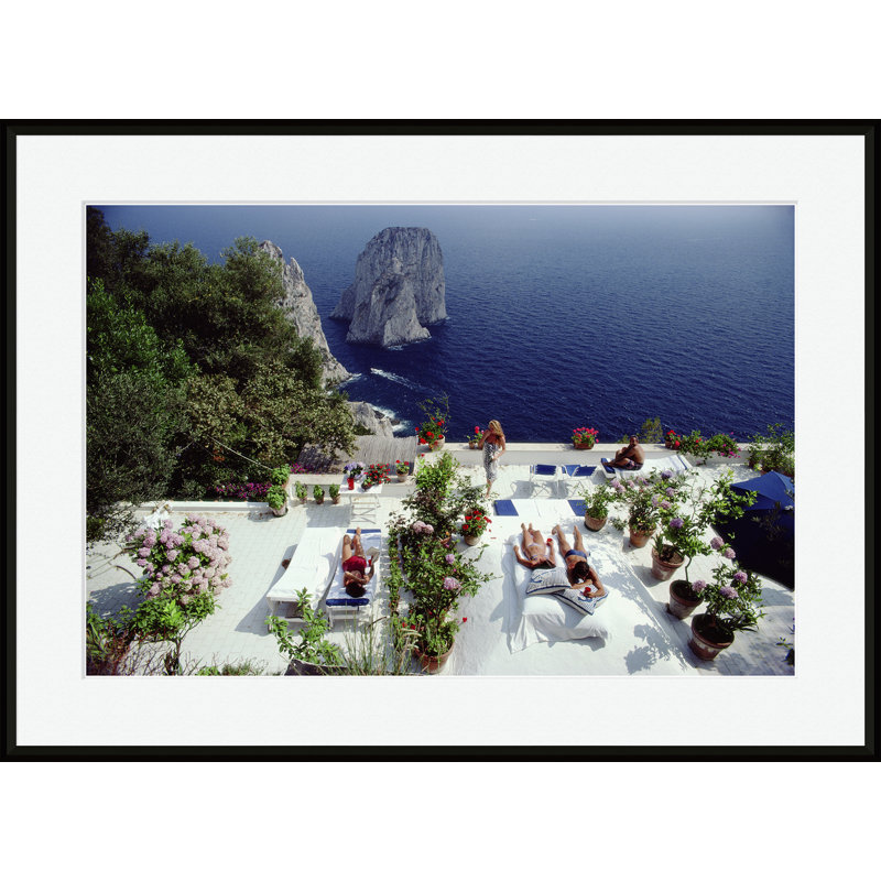 Il Canille Print by Slim Aarons, 17" H x 25" W x 1.75" D, Black Framed Paper