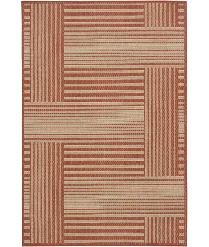 Tapis intérieur / extérieur rouge en polypropylène tissé à la machine Brynie, 8 pi x 11 pi