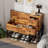 39" Coat Rack Shoe Bench Set With Flip Top Box And 2 Drawers,Yacchi Home Entryway Bench With Shoe Storage,7 In 1 Entryway Bench With Coat Rack, Storage Bench With 7 Coat Hooks& 2 Umbrella -Rustic Wood