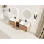 Meuble-lavabo mural, lavabo en céramique blanche, porte à fermeture douce, petites tablettes de rangement, vaste espace polyvalent
