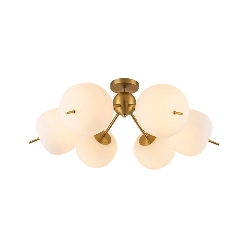 6 - Light Opal Glass Globe Sputnik Sphere Semi Flush Mount
