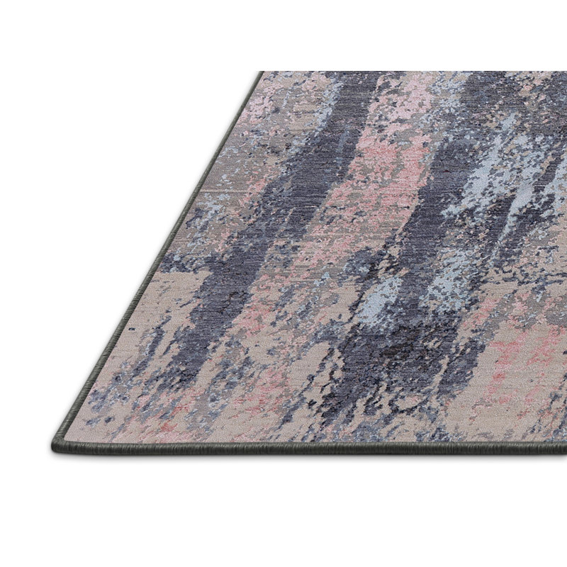 Tapis gris / rose à motif abstrait carbone, Tapis de couloir 2 pi x 5 pi
