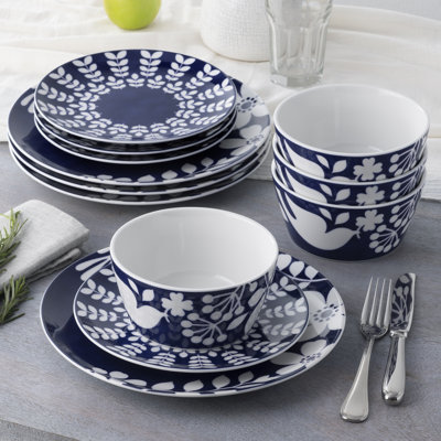 Ensemble de 4 assiettes coupées de 11 po Noritake Bluefjord