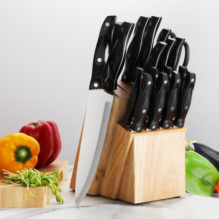 16 PCS Kitchen Knife Set with 6 PCS Steak Knives Versatile Scissors and  Block