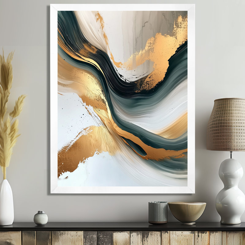 Oniel - art mural abstrait sur toile, Reproduction encadrée d'une seule photo, H 20 po x l 12 po, Blanc