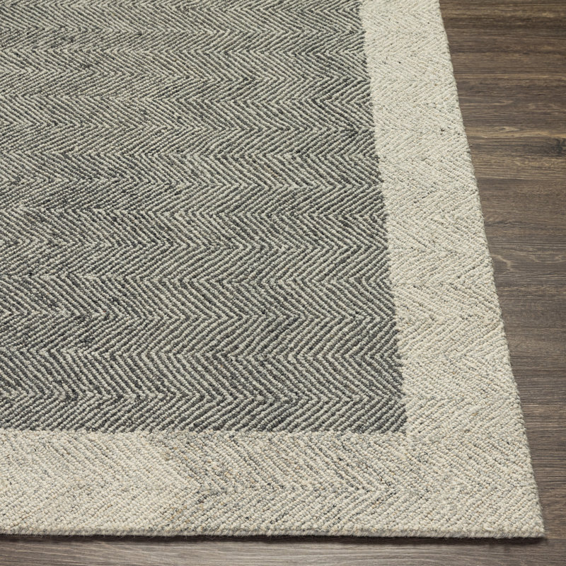 Rafia Handmade Tufted Wool Gray/Taupe Area Rug, Rectangle 8'10" x 12'