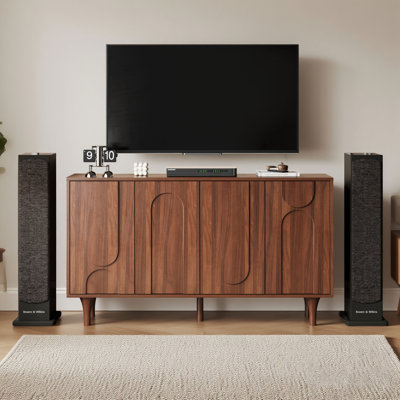 63" Sideboard Buffet Cabinet With Storage, Arched Cabinet With Adjustable Shelves, Credenzas For Living Room,entryway,kitchen