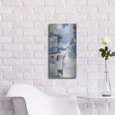 Art mural en métal luxueux «Old Port 3 Navy» par Silvia Vassileva, 12 po x 24 po