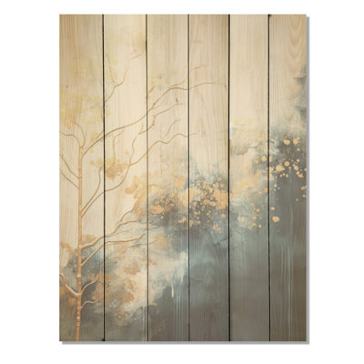 Abstrait, forêt de rivière minimalisme - forêt de rivière, art sur bois de pin naturel
