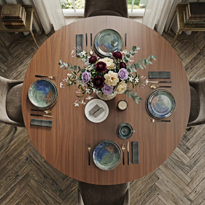 45 Inch Round Dining Table With Storage Shelf for 4