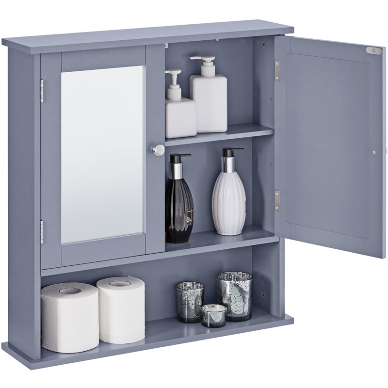  56cm x 58cm Surface Mount Mirror Cabinet, Grey