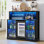 Armoire à vin en verre de 47,2 po avec réfrigérateur à vin autoportant - comprenant 4 tablettes à vin amovibles (quatre niveaux de rangement), compartiment de congélation intégré, système d'éclairage RVB, prise de courant, port de charge USB