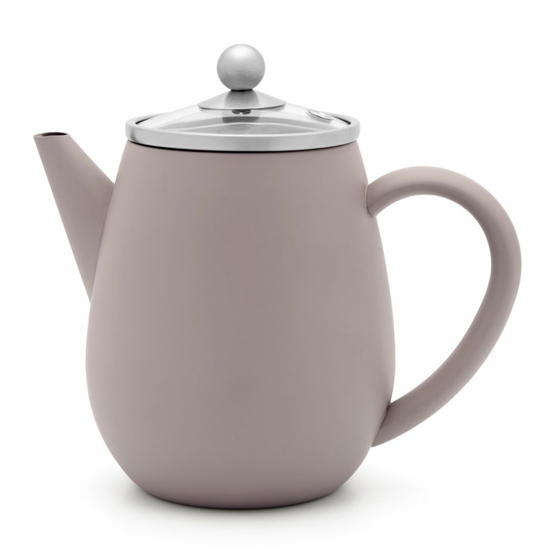 Bredemeijer Teapot Double Wall Duet Design Finish  With Stainless Steel Filter, Grey, 500 ML