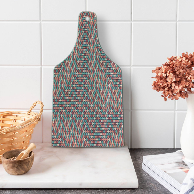 Ambesonne Geometric Tempered Glass Cutting Board Retro Style Checkered Multicolor