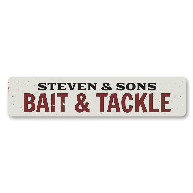 Enseigne en aluminium Bait & Tackle, H 4 po x l 18 po x P 0,04 po
