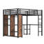 Grand lit mezzanine avec garde-robe, bureau et rangement-580315699