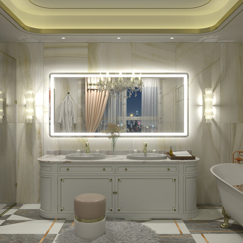Aevar UL Certified Front & Back LED Anti-Fog Tempered Glass Bathroom/Vanity Mirror with 3-Year Warranty, 60" x 28"