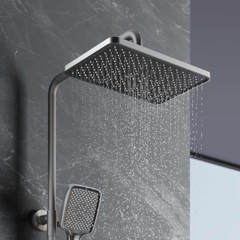 Three-outlet thermostatic shower, gray, Knob, Grey