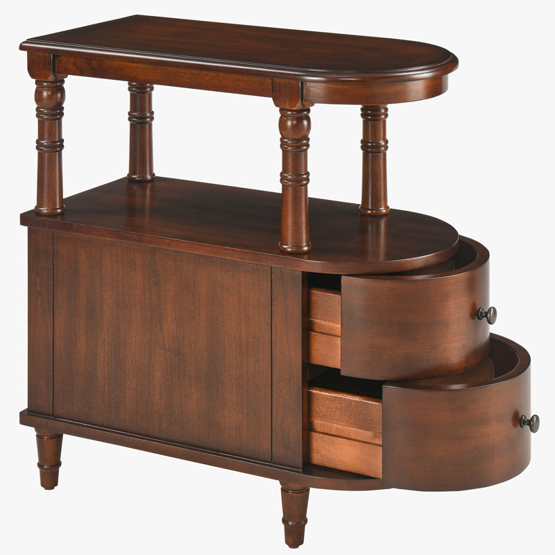 Elinar Wood Narrow End Table With Drawers And Shelf, 1, Dark Brown