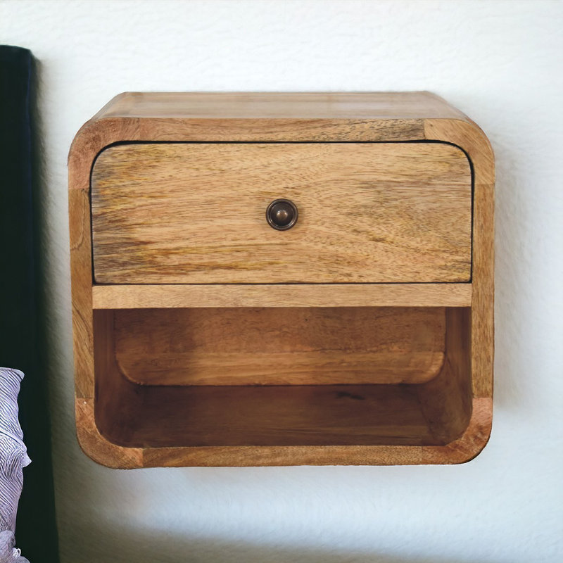 Lovino 30cm W Solid Wood Bedside Table, Oak
