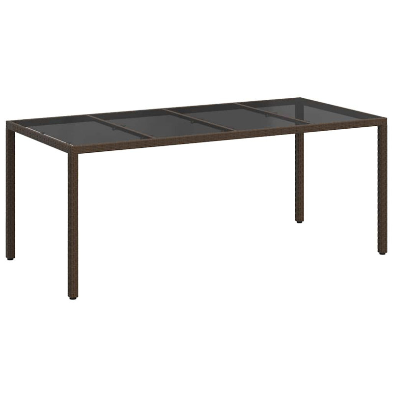 vidaXL Garden Table Brown 74.80 x 35.43 x 29.53 in Poly Rattan, 29.7"H x 74.8"L x 35.4"W, Brown