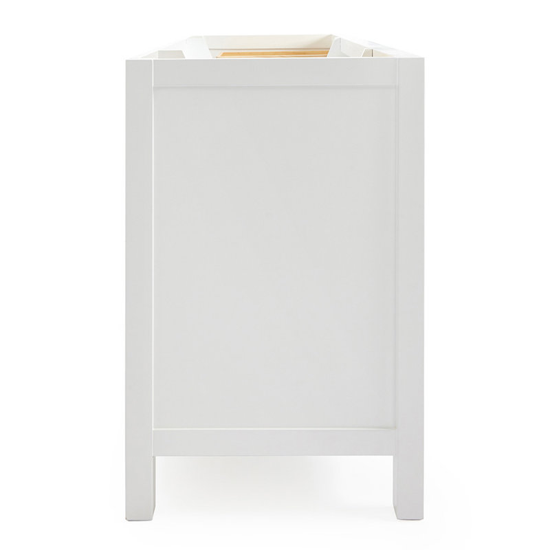 Cambridge 60'' W Single Bathroom Vanity Base, Brushed Nickel, White