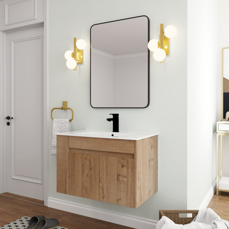 30'' Single Bathroom Vanity with Ceramic Top, Glossy White