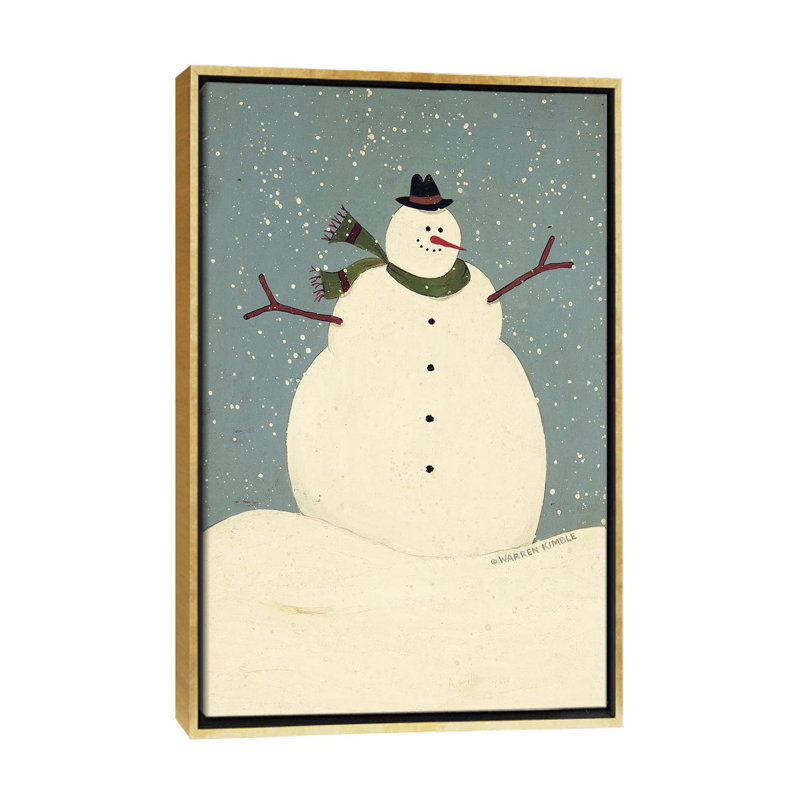 Bonhomme de neige - reproduction d'art murale - toile encadrée, H 26 po x l 18 po, Impression encadrée sans passe-partout