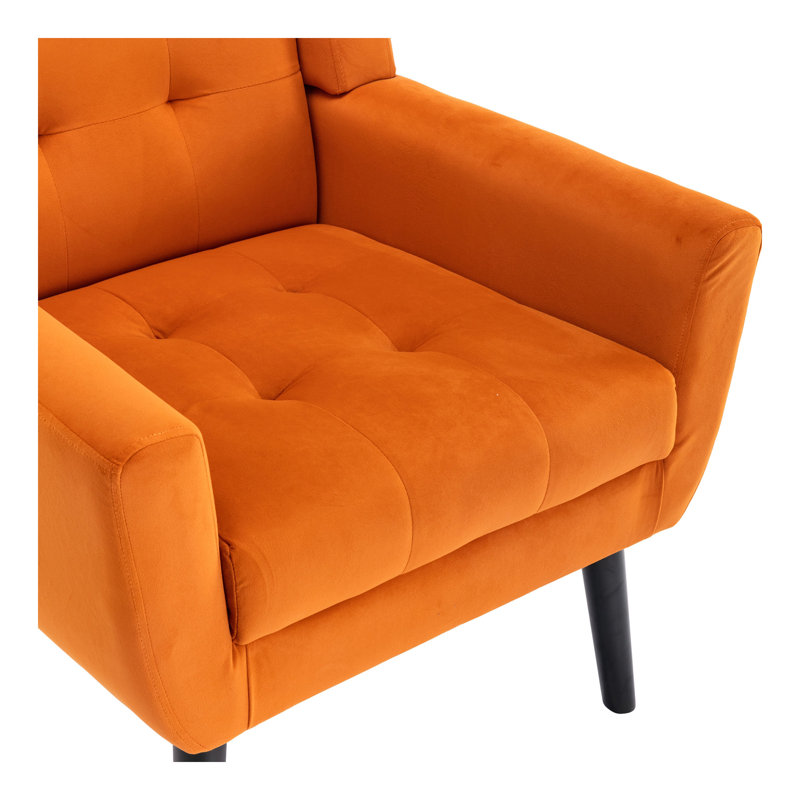Chaise de chambre à coucher avec accoudoirs noirs, moderne et ergonomique, Velours orange