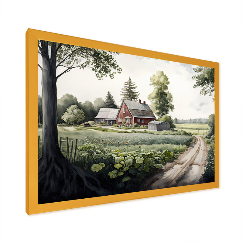 Welcome To The Farm III - Barn Farm Ranch, art mural, H 30 po x l 40 po x P 1,5 po, Cadre doré
