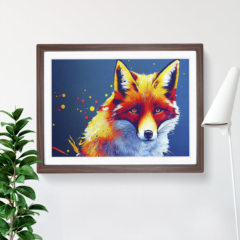 XH1022-6622X Fox Vol.4 Abstract - Single Picture Frame Painting, 25cm H x 34cm W x 2cm D, Walnut