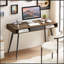 Bureau Mid-Century avec ports USB et prise de courant, bureau d'écriture moderne avec tiroirs, bureau d'ordinateur multifonctionnel-211122961
