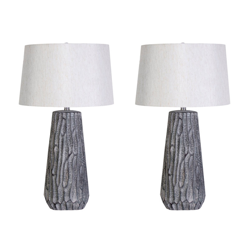 Lampe de table en céramique texturée Elegance - gris - ensemble de 2