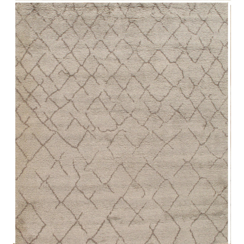 Canvello Modern Moroccan Hand-Knotted Lamb's Wool Area Rug- 8'9" X 9'11"