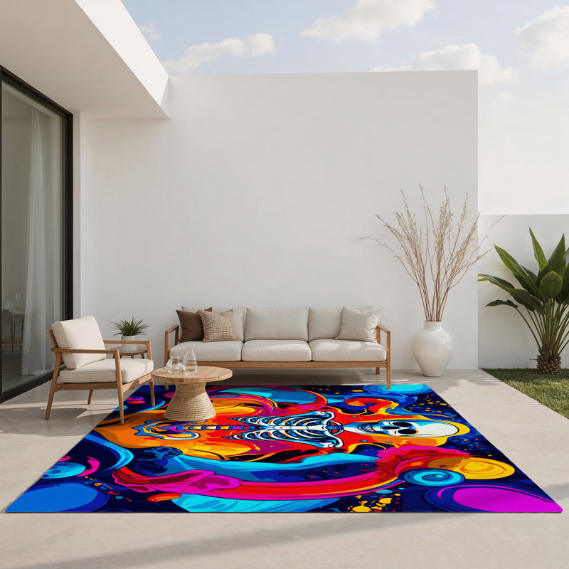 Tapis intérieur et extérieur Fractal Glow, Rectangulaire 8 pi x 10 pi