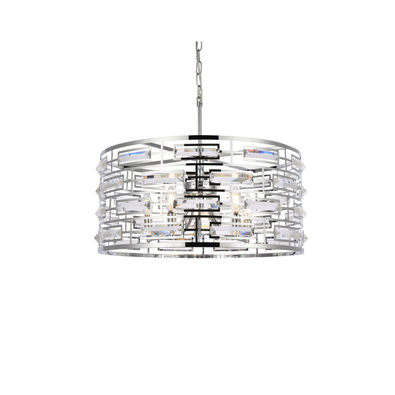 Lustre tambour 5 lumières Sybil, Chrome chrome, H 77 po x l 24 po x P 24 po