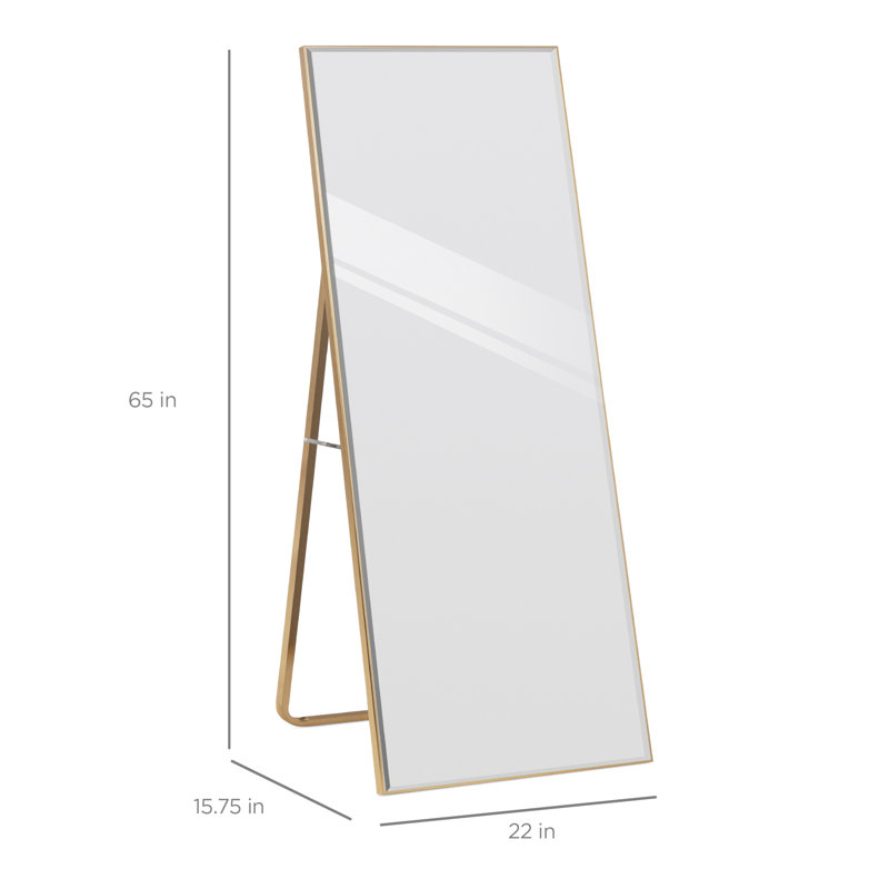 Metal Flat Floor Mirror, Gold