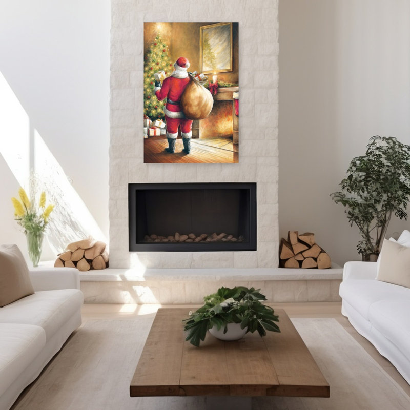 Père Noël, rêves d'art abstrait de Noël contemporain, H 48 po x l 32 po