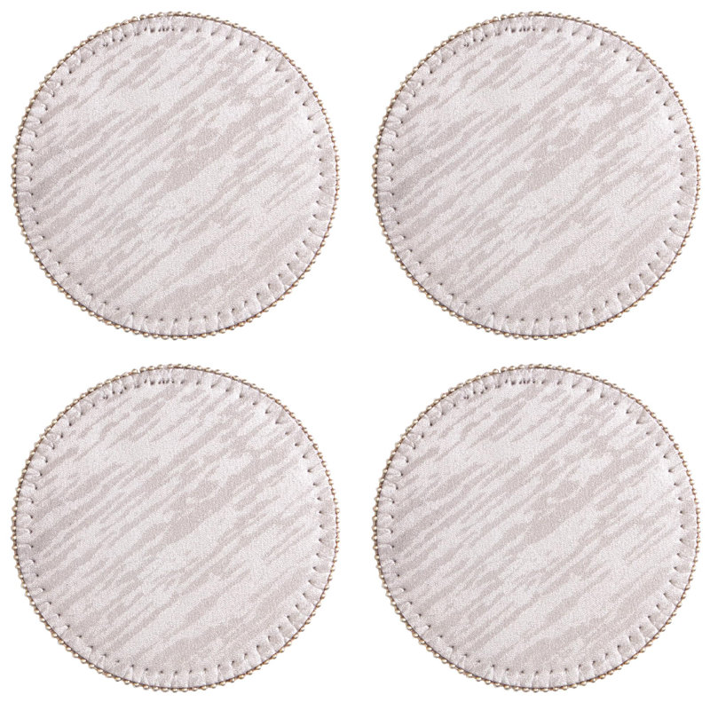 Leather Round 4 Piece Coaster Set