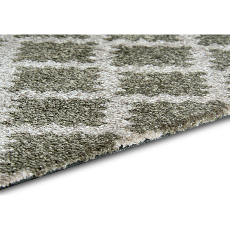 Elegance Non-Slip Indoor + Outdoor Door Mat, White/Grey, Rectangular 50 x 70cm