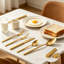 60-Piece Stainless Steel Flatware Set for 12, 18/10 Stainless Steel Cutlery Set with Matte Finish and Ergonomic Cuboid Handle, Complete Dinnerware Service