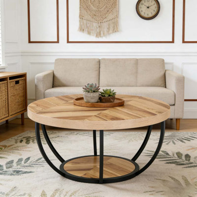 2-Tier Round Table,Wooden Greeting Table,Coffee Table