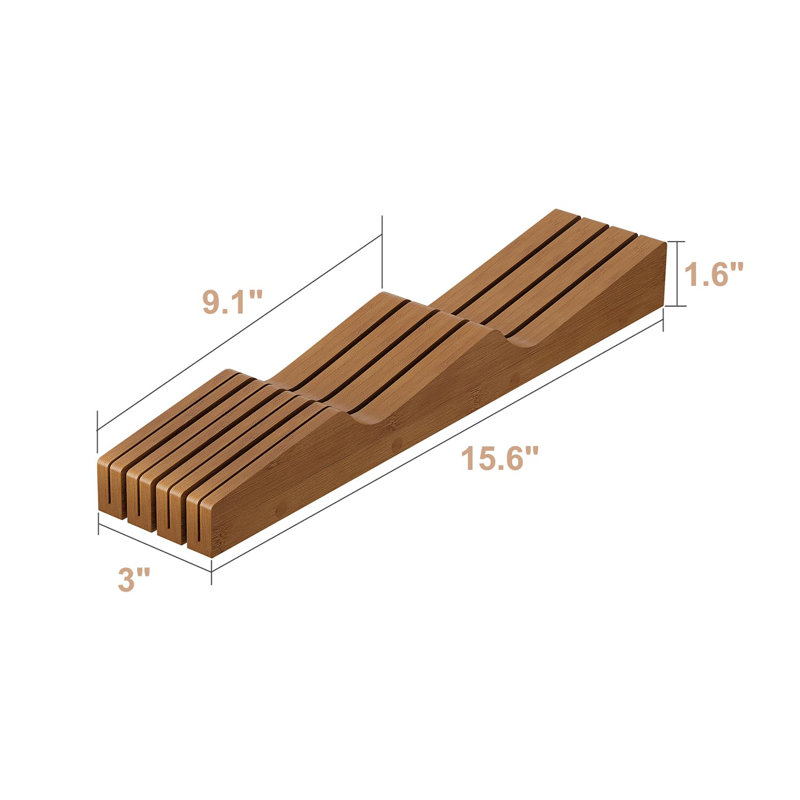 Bamboo Wood Drawer Knife Organizer, Walnut